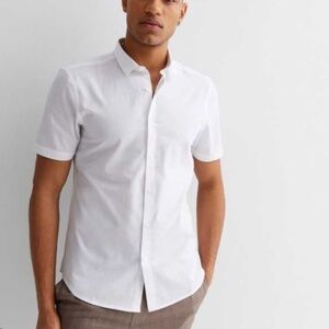 New Look Crisp White Casual Button-Down Shirt 👔 Men’s XL